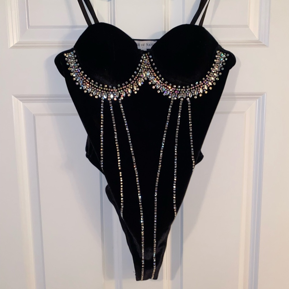 Embellished Black Bodysuit